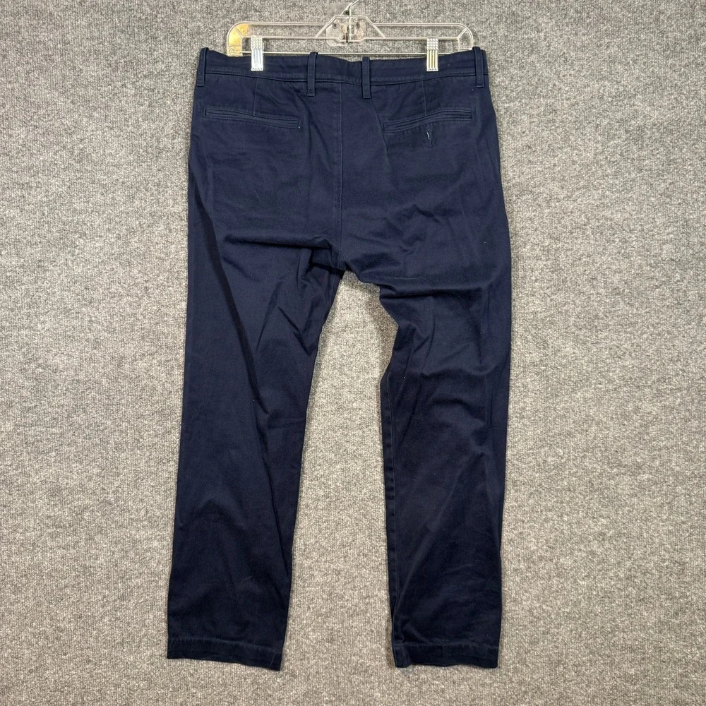 J Crew Stretch Chino Pants Mens 33x28 Navy Blue Stretch Flat Front Cotton Casual